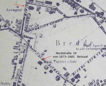 Lageplan mit Nordstraße und Breite Straße um 1885